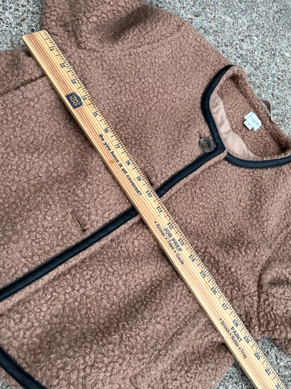 J. Crew Brown Sherpa-Lined Shirt Jacket with Black Trim Size 8